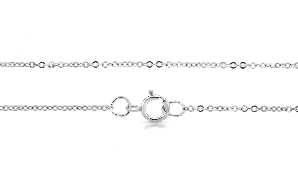 Sterling Silver 1.3x1mm Flat Cable Chain 18" With Spring Ring Clasp - 1pc