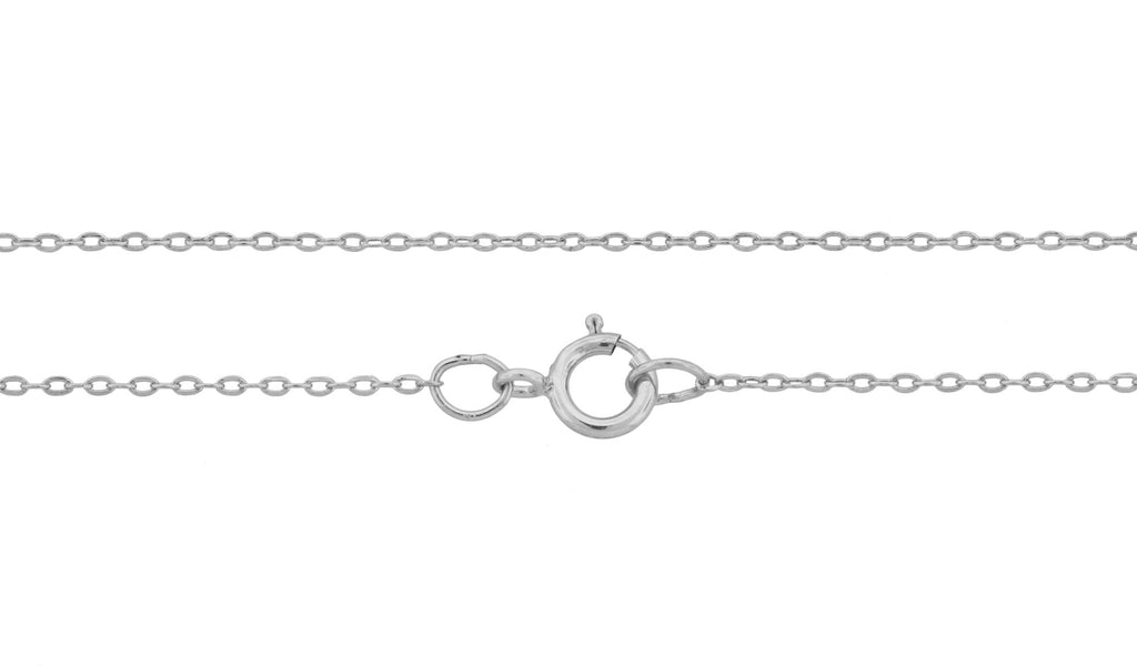 Sterling Silver 1.5x1mm Flat Drawn Delicate Cable Chain 16" with Spring Ring Clasp - 1pc