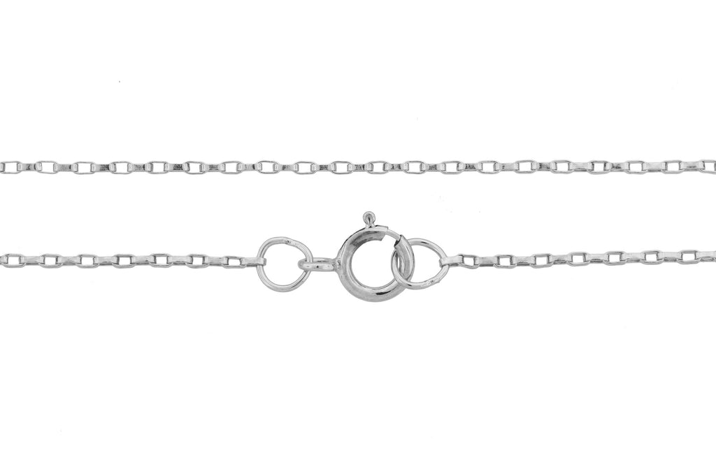 Sterling Silver 1.6x0.8mm 16" Elongated Drawn Rolo Chain with Spring Ring Clasp - 1pc