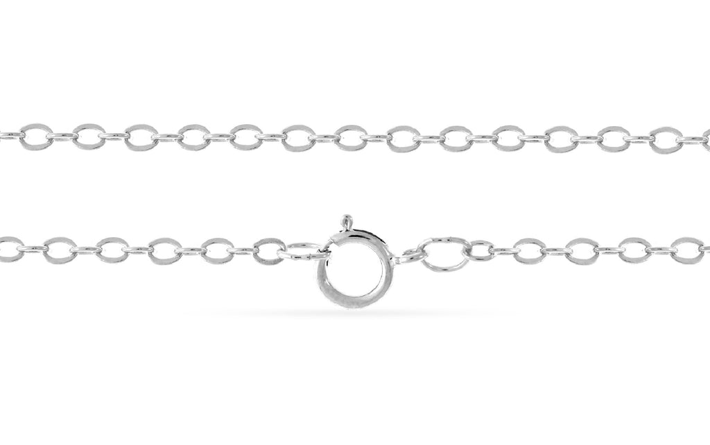Sterling Silver 16" 2.5x2mm Flat Cable Chain with 5.5mm Spring Ring Clasp - 1pc