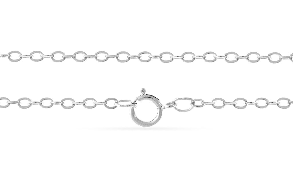 Sterling Silver 22" 2.5x2mm Flat Cable Chain with 5.5mm Spring Ring Clasp - 1pc