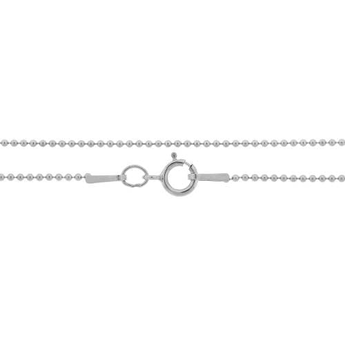 Sterling Silver 1mm 20" Ball Chain with Spring Ring Clasp - 1pc