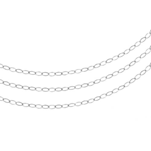 Sterling Silver 2.2x1.7mm Flat Cable Chain - 5 ft