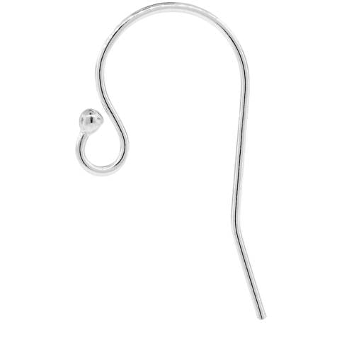 Sterling Silver 20x11.5mm Ball End French Hook Ear Wire - 5 pairs/ pack