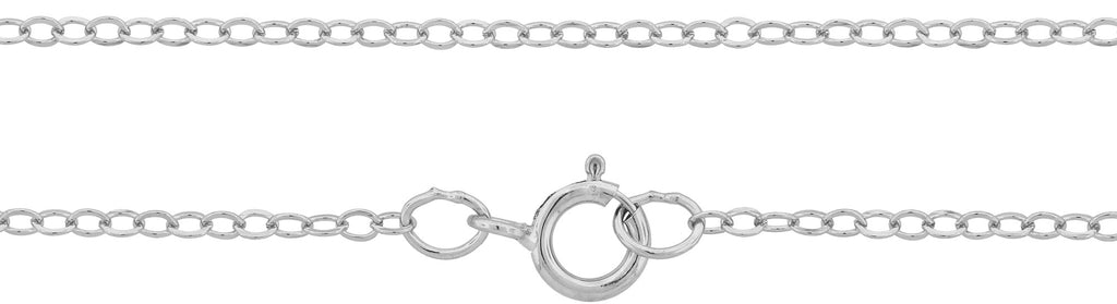 Sterling Silver 2x1.5mm Flat Cable Chain 14" W/ Spring Ring Clasp - 1pc