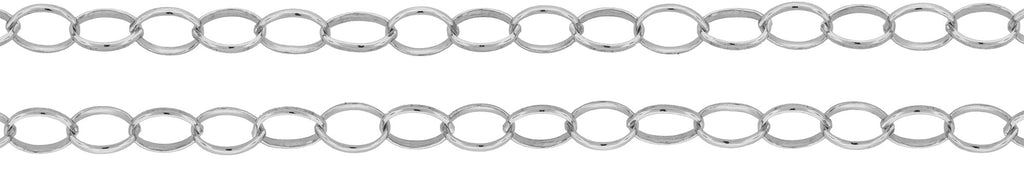 Sterling Silver 3.1x2.4mm Oval Rolo Chain - 5ft