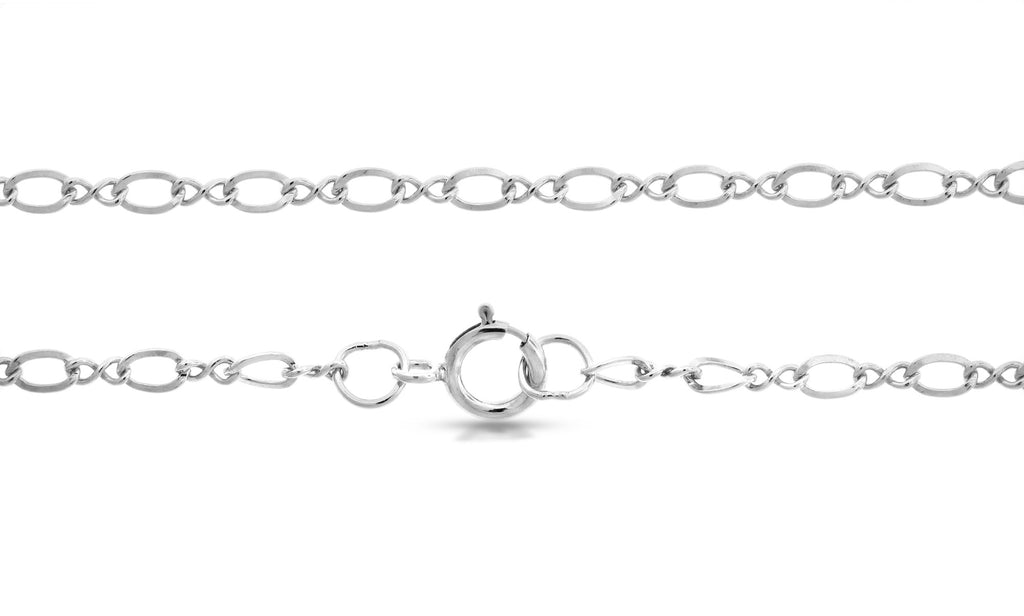 Sterling Silver 3.3x2.3mm Figure Eight 16" Chain with Spring Ring Clasp - 1pc