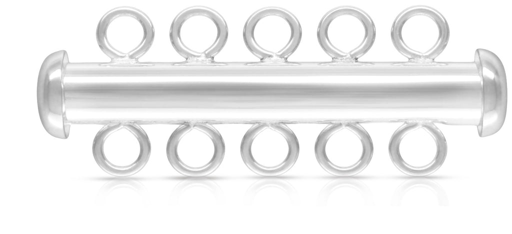 Sterling Silver 32x4.3mm 5 Strand Tube Bar Clasp - 1pc