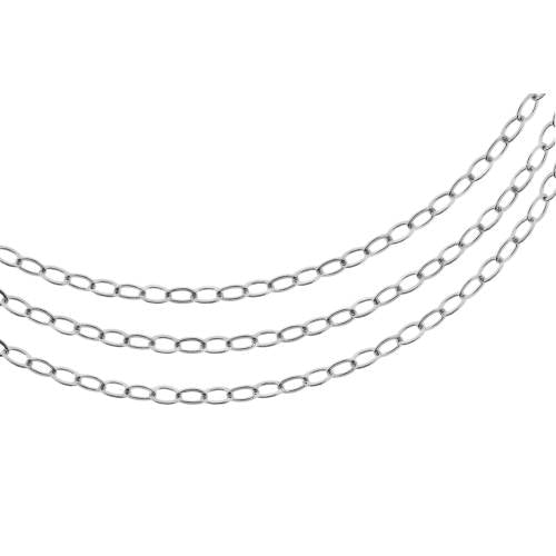 Sterling Silver 3x2.3mm Flat Oval Cable Chain - 5ft