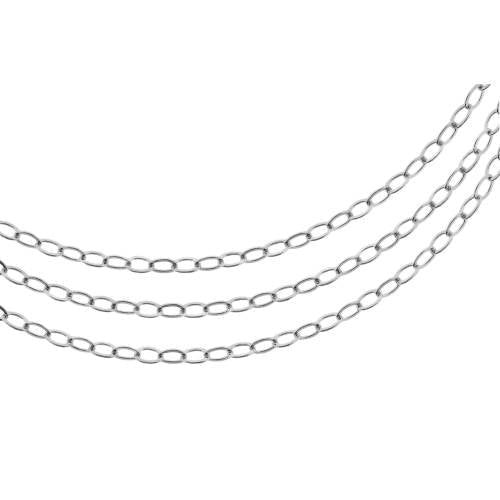 Sterling Silver 3x2.3mm Flat Oval Cable Chain - 100ft
