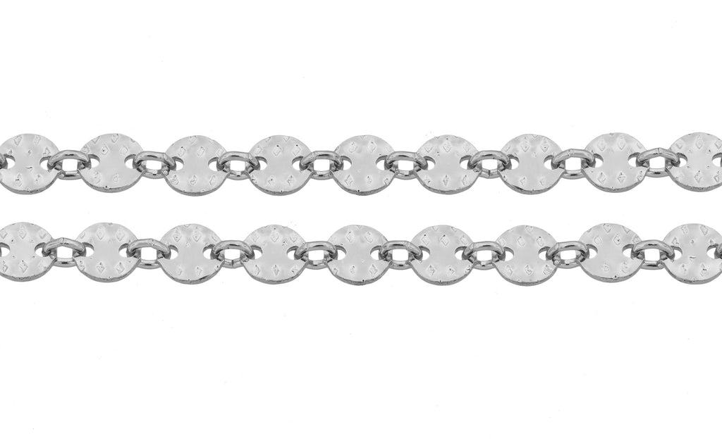 Sterling Silver 4mm Hammered Sequin Disc Chain - 5ft