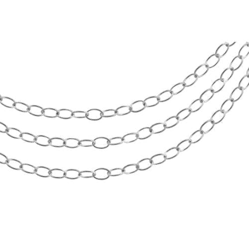 Sterling Silver 4x3mm Cable Chain - 5ft