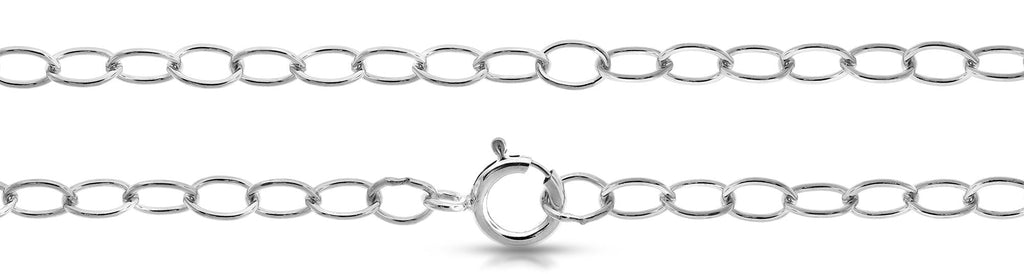 Sterling Silver 4x3mm Cable Chain 20" with 5.5mm Spring Ring Clasp - 1pc