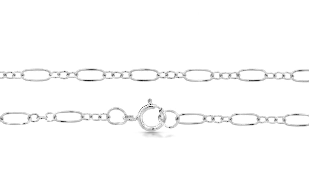 Sterling Silver 5.6x2.6mm Oval Long and Short Cable Chain 24" with Spring Ring Clasp - 1pc