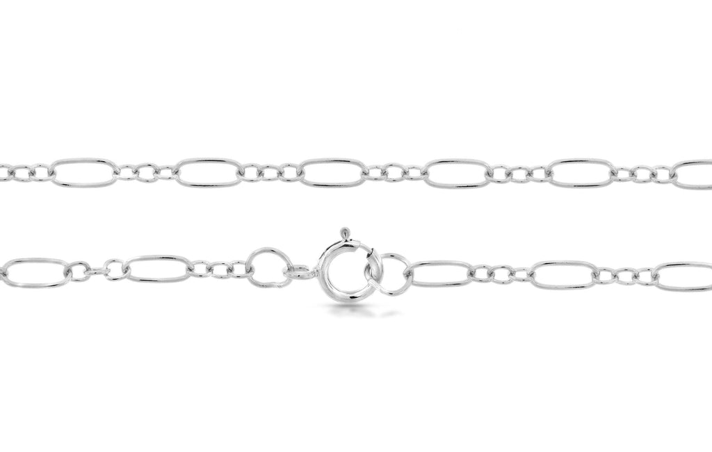 Sterling Silver 5.6x2.6mm Oval Long and Short Cable Chain 22" with Spring Ring Clasp - 1pc