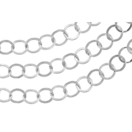 Sterling Silver 5mm Flat Round Cable Chain - 5 Feet Spool