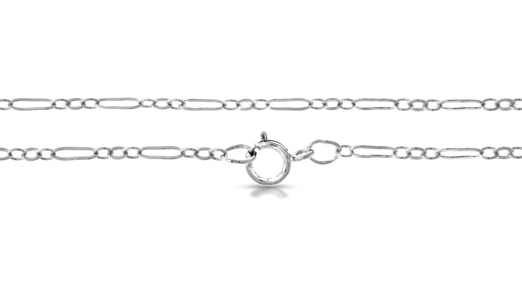 Sterling Silver 5x1.5mm Flat Long and Short Cable Chain 18" with Spring Ring Clasp - 1pc