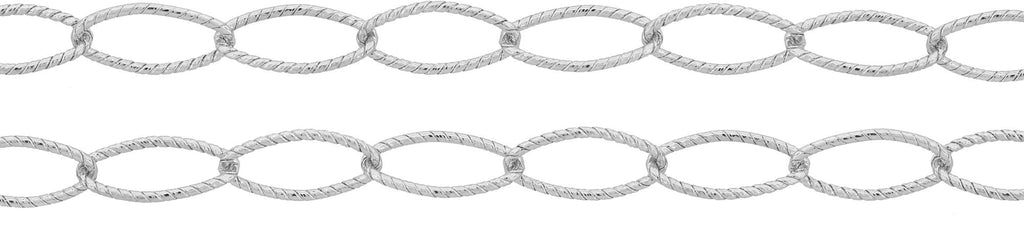 Sterling Silver 7x4mm Twisted Wire Oval Cable Chain - 20ft