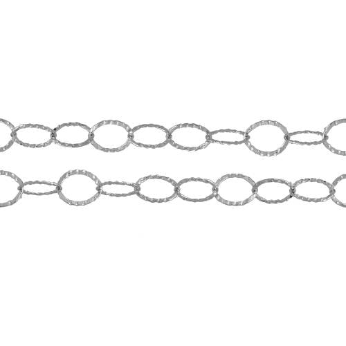 Sterling Silver 8mm Diamond Cut Flat Round Cable Chain - 20ft