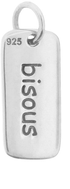 Sterling Silver 'Bisous' Tag 17.8x7mm - 1pc