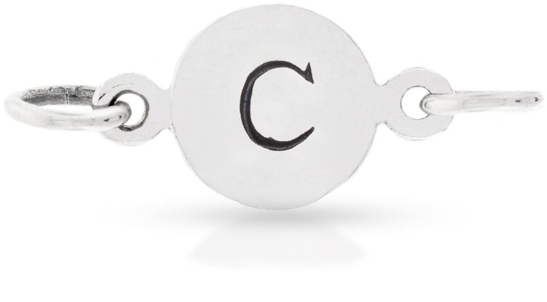 Sterling Silver C Letter Disc Link 8x21mm - 1pc