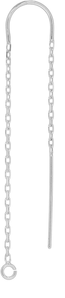 Sterling Silver Drawn Cable Chain Ear Threader with Ring - 1 pair