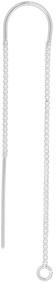 Sterling Silver Ear Threader Box Chain with Center U Bar - 1 pair