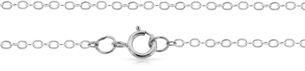 Sterling Silver Flat Cable Chain 1.9x1.4mm 16" with Spring Ring Clasp - 1pc
