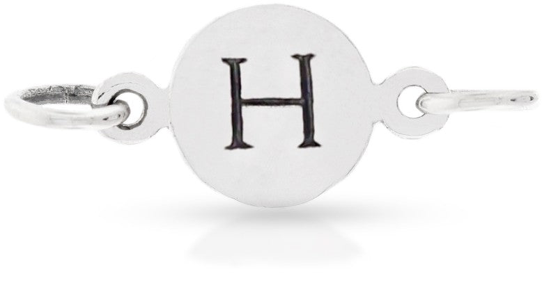 Sterling Silver H Letter Disc Link 8x21mm - 1pc