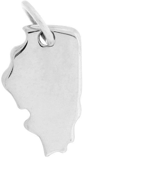 Sterling Silver Illinois State Charm 15.2x7.2mm - 1pc