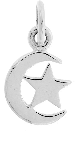Sterling Silver Moon and Star Charm 14.2x7.5mm - 1pc