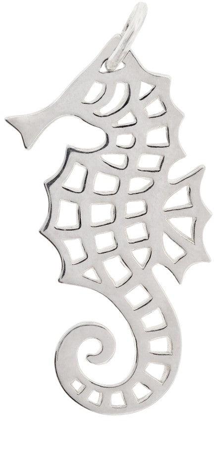 Sterling Silver Openwork Seahorse Charm 27.3x12mm - 1pc