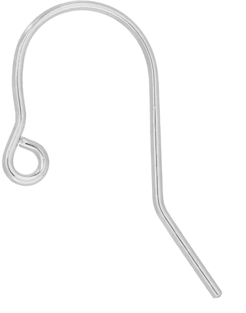 Sterling Silver Plain French Hook Ear Wires 18.5x10.4mm - 5 pairs/pack