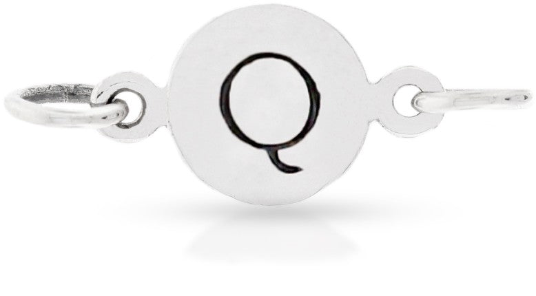 Sterling Silver Q Letter Disc Link 8x21mm - 1pc