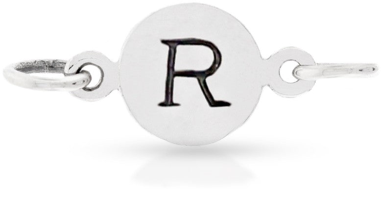 Sterling Silver R Letter Disc Link 8x21mm - 1pc