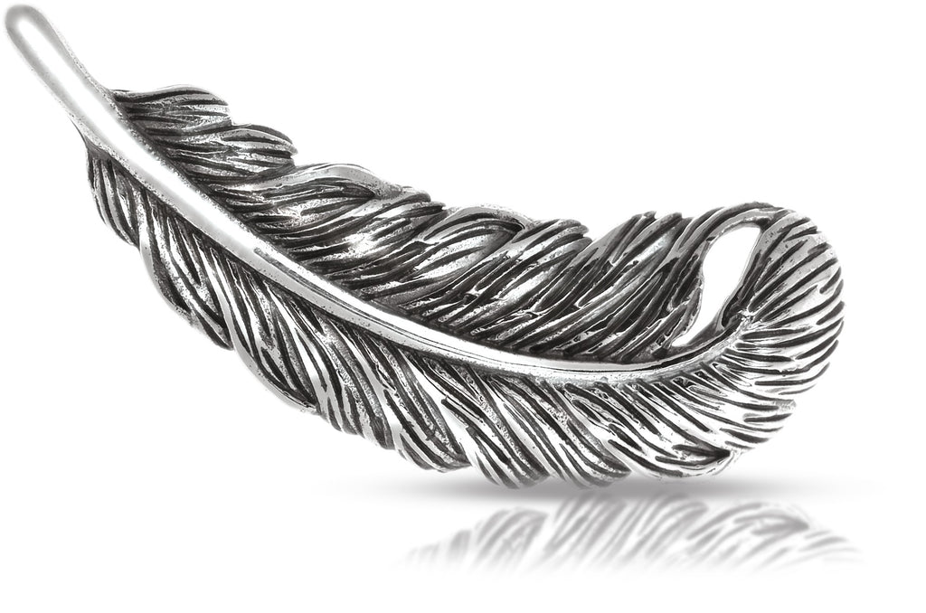 Sterling Silver Small Feather Charm 30x10mm - 1pc