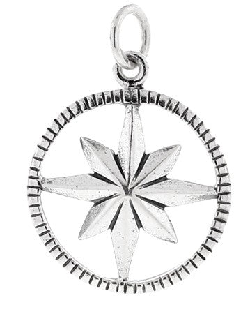 Sterling Silber Starburst Kompass Charm 21x15mm - 1Stk