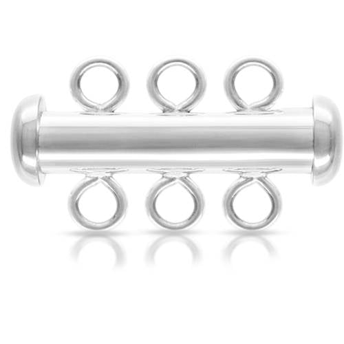 Sterling Silver Tube Clasp 22x4.3mm 3 Strand  - 1pc/pk