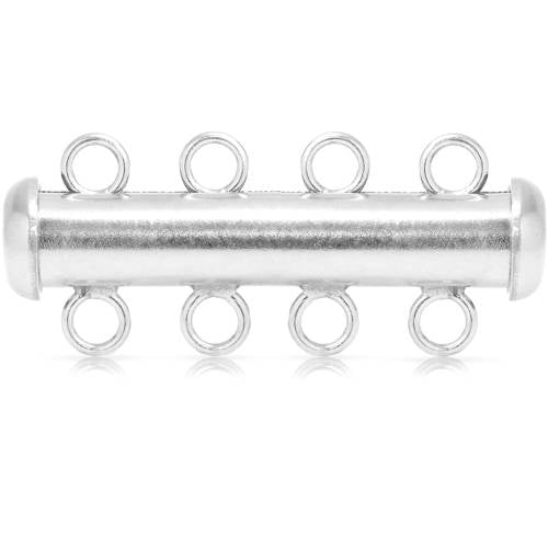 Sterling Silver Tube Clasp 26x4.3mm 4 Strand - 1pc
