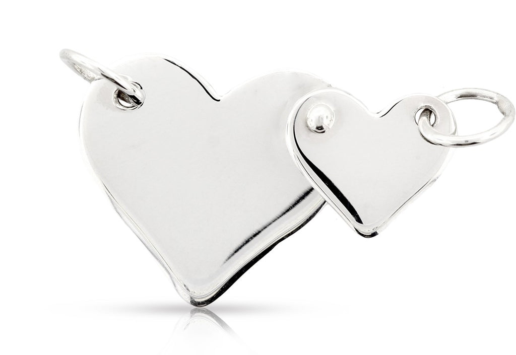 Sterling Silver Two Riveted Hearts Festoon 25.3x13mm - 1pc