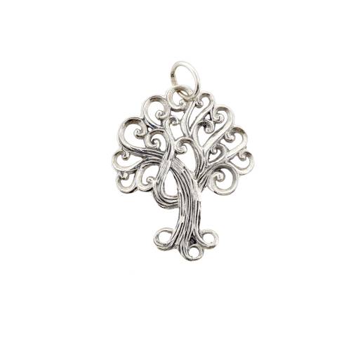 Textured Tree Charm Sterling Silver 30x20mm - 1pc