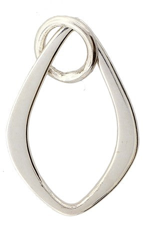 Tiny Sterling Silver Abstract Teardrop Link 17.5x9.5mm - 1Pc